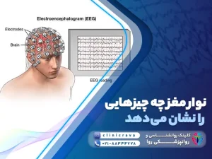 فردی در حال انجام نوار مغز و توضیح اینکه نوار مغز چه چیزی را نشان می دهد