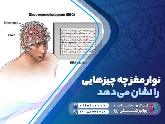 فردی در حال انجام نوار مغز و توضیح اینکه نوار مغز چه چیزی را نشان می دهد